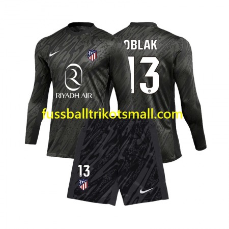 Fußballtrikots Atlético Madrid Jan Oblak 13 Torwart Kinder 2024-2025 Langarm Heimtrikotsatz kaufen